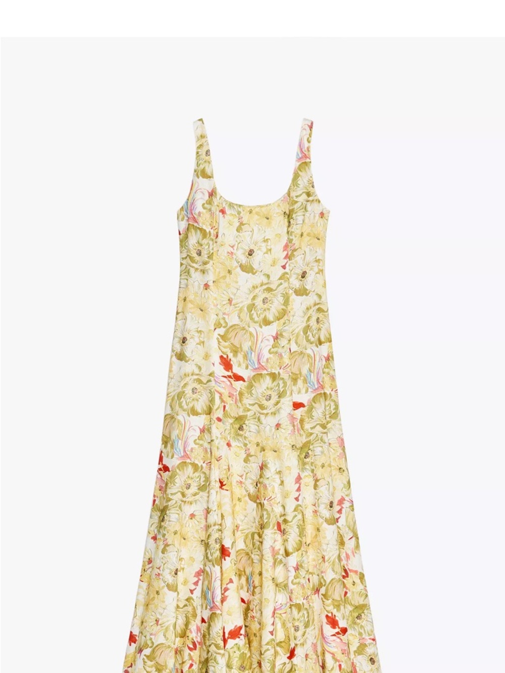 Zara Yellow Floral Maxi Dress with Scoop Neck